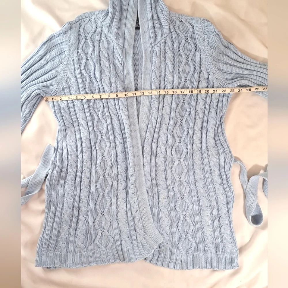 VENEZIA Jeans Co. Cableknit Belted Robe Cardigan Sweater with Hoodie - Picture 6 of 15